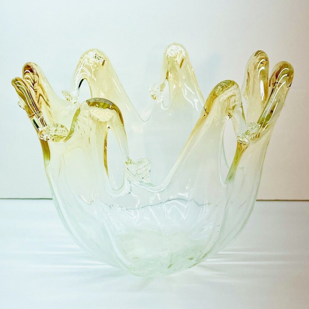 XL Amber Art Glass Console Centerpiece Handmade Submerged Sommerso Murano? Italy - Picture 2 of 9